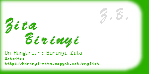 zita birinyi business card